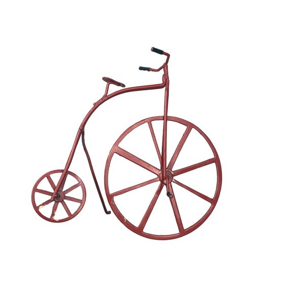 Other - Big Small Wheel Red Metal Bicycle Miniature Collectible Doll House Mini Vintage
